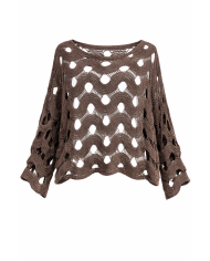 Boho Crochet Πλεκτή Μπλούζα με Κυματιστό Σχέδιο
