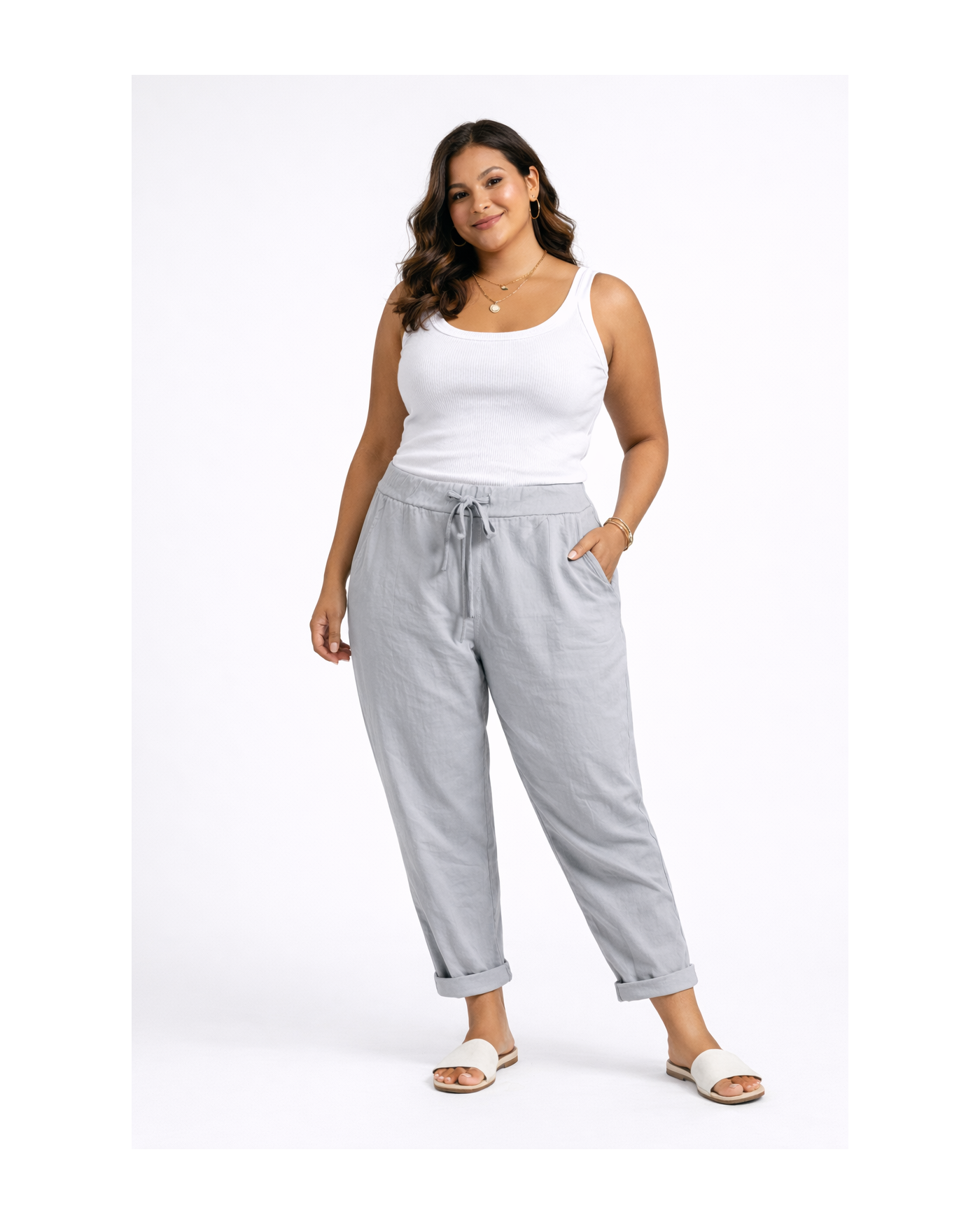 Παντελόνι με Λάστιχο στη Μέση και Πλαϊνές Τσέπες