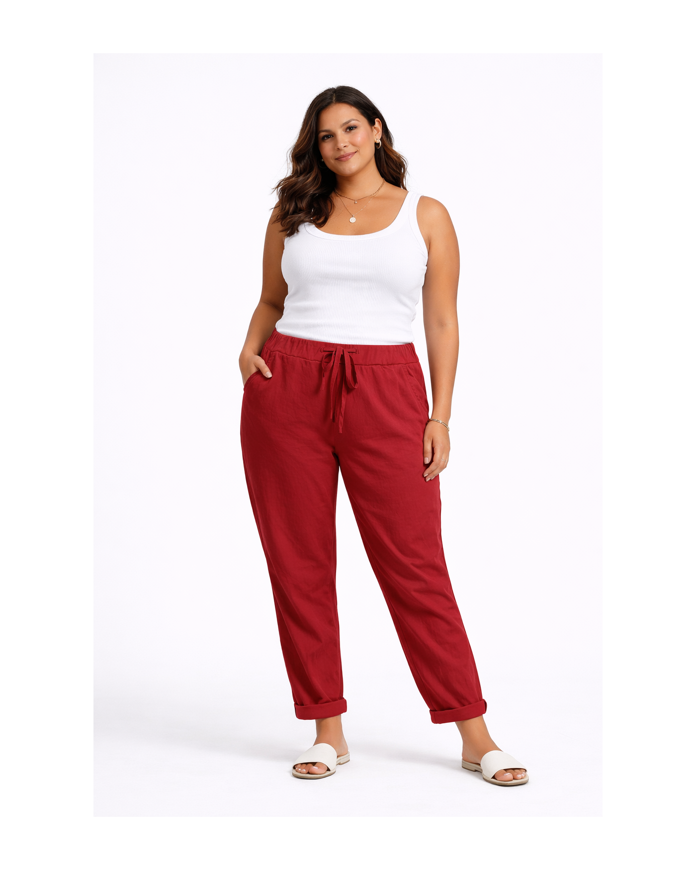 Παντελόνι με Λάστιχο στη Μέση και Πλαϊνές Τσέπες