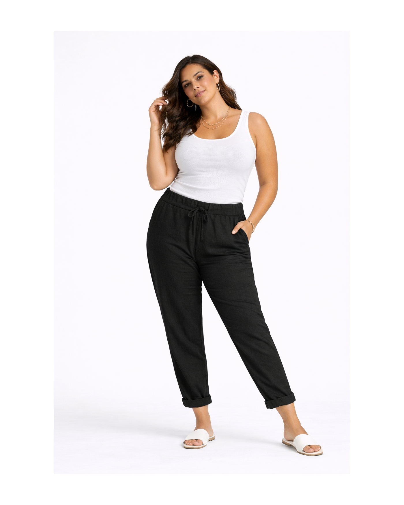 Παντελόνι με Λάστιχο στη Μέση και Πλαϊνές Τσέπες