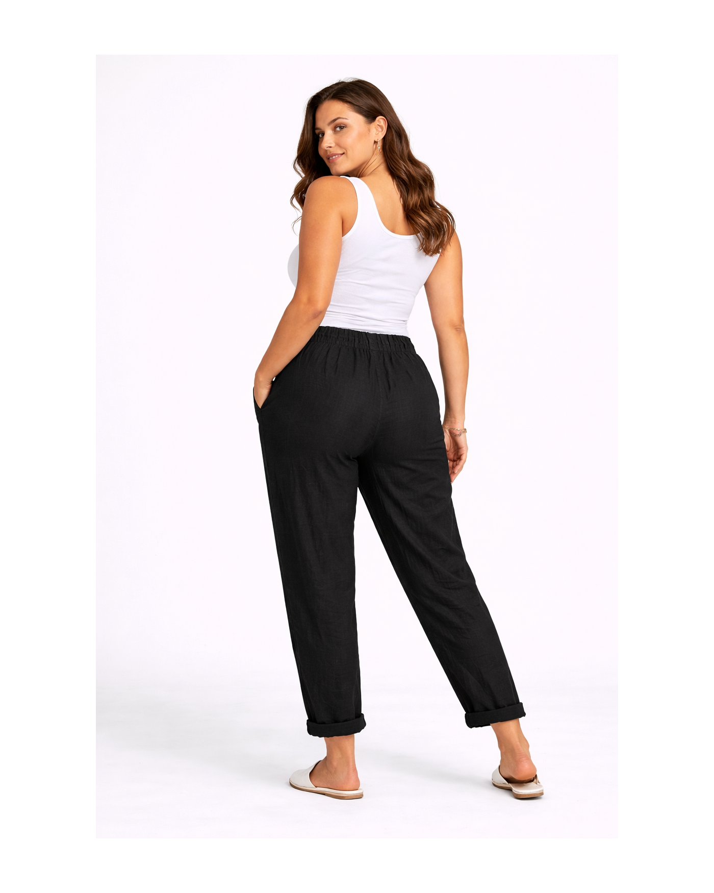 Παντελόνι με Λάστιχο στη Μέση και Πλαϊνές Τσέπες