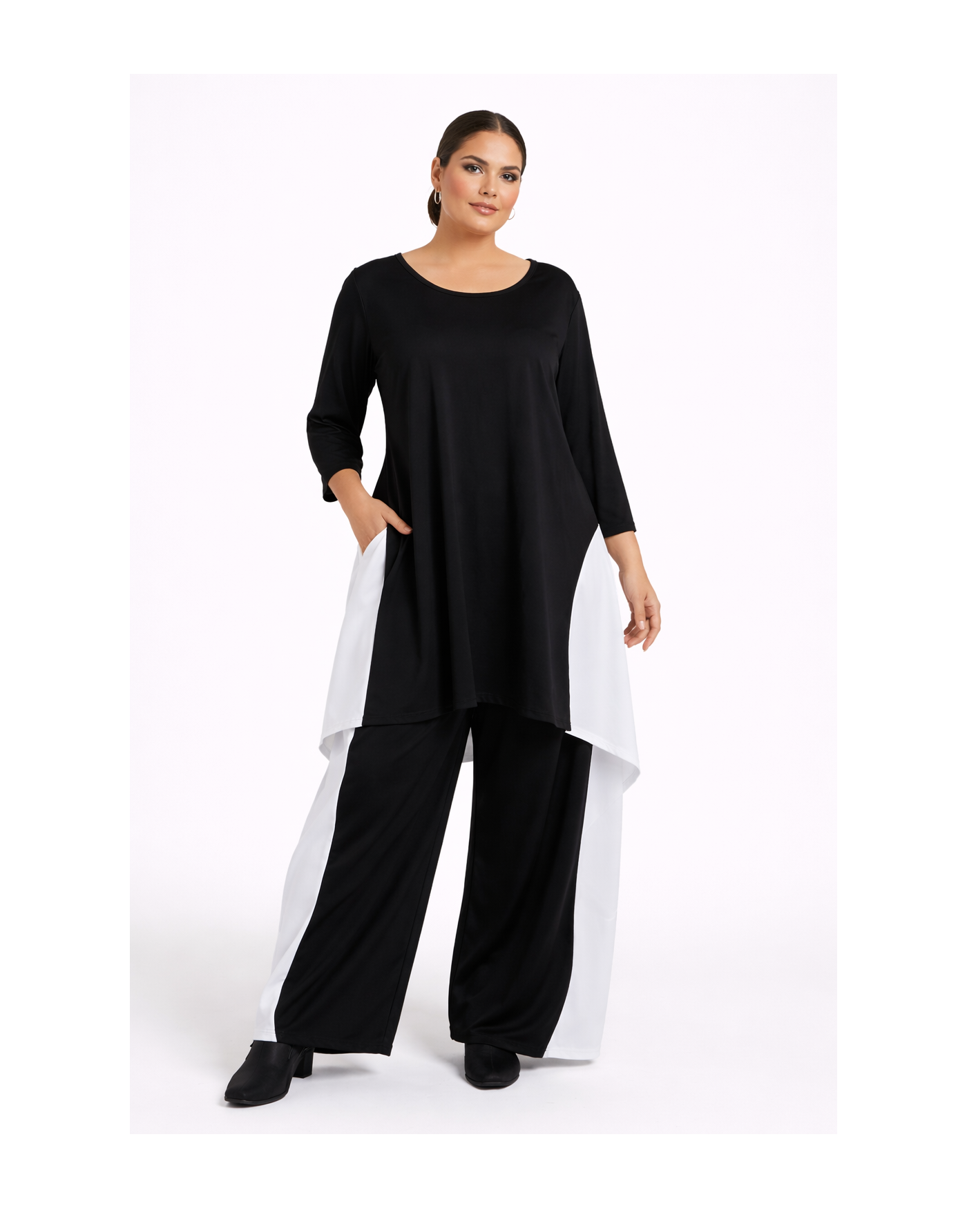 Ασύμμετρη Δίχρωμη Tunic με Αέρινη Κίνηση