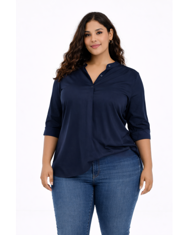 Minimal Chic Πουκαμίσα με Μάο Γιακά