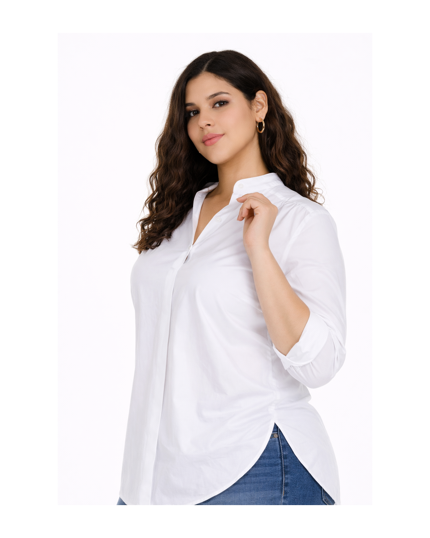 Minimal Chic Πουκαμίσα με Μάο Γιακά