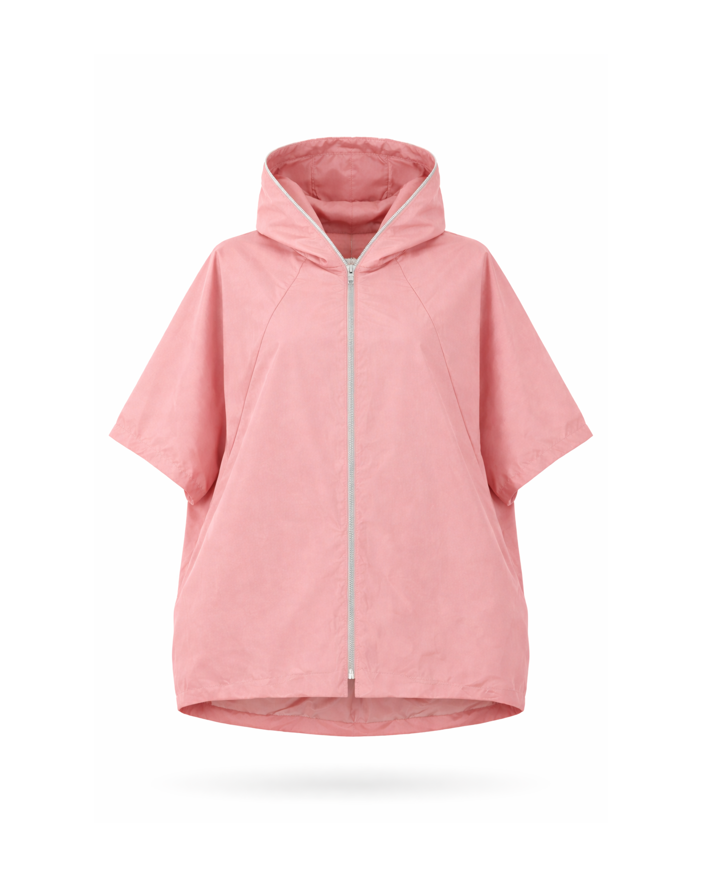 Μαύρο Ελαφρύ Μπουφάν Α Γραμμής με Κουκούλα και Μεταλλικό Φερμουάρ