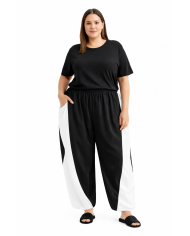 Μαύρο Παντελόνι με Λάστιχο & Contrast Λεπτομέρειες