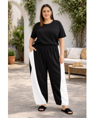 Μαύρο Παντελόνι με Λάστιχο & Contrast Λεπτομέρειες