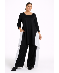 Μαύρο Παντελόνι με Λάστιχο & Contrast Λεπτομέρειες