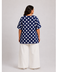 Oversized Πουκαμίσα με Πουά Print & Αέρινη Εφαρμογή