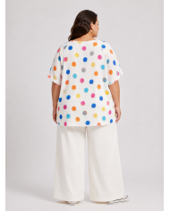 Oversized Πουκαμίσα με Πουά Print & Αέρινη Εφαρμογή