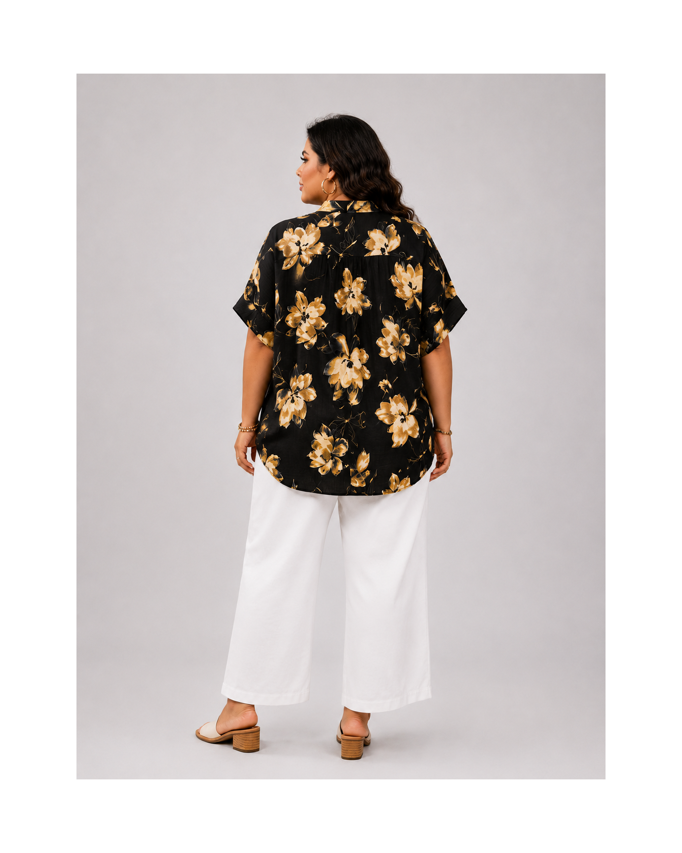 Εμπριμέ Πουκαμίσα με Floral Print & Mandarin Γιακά