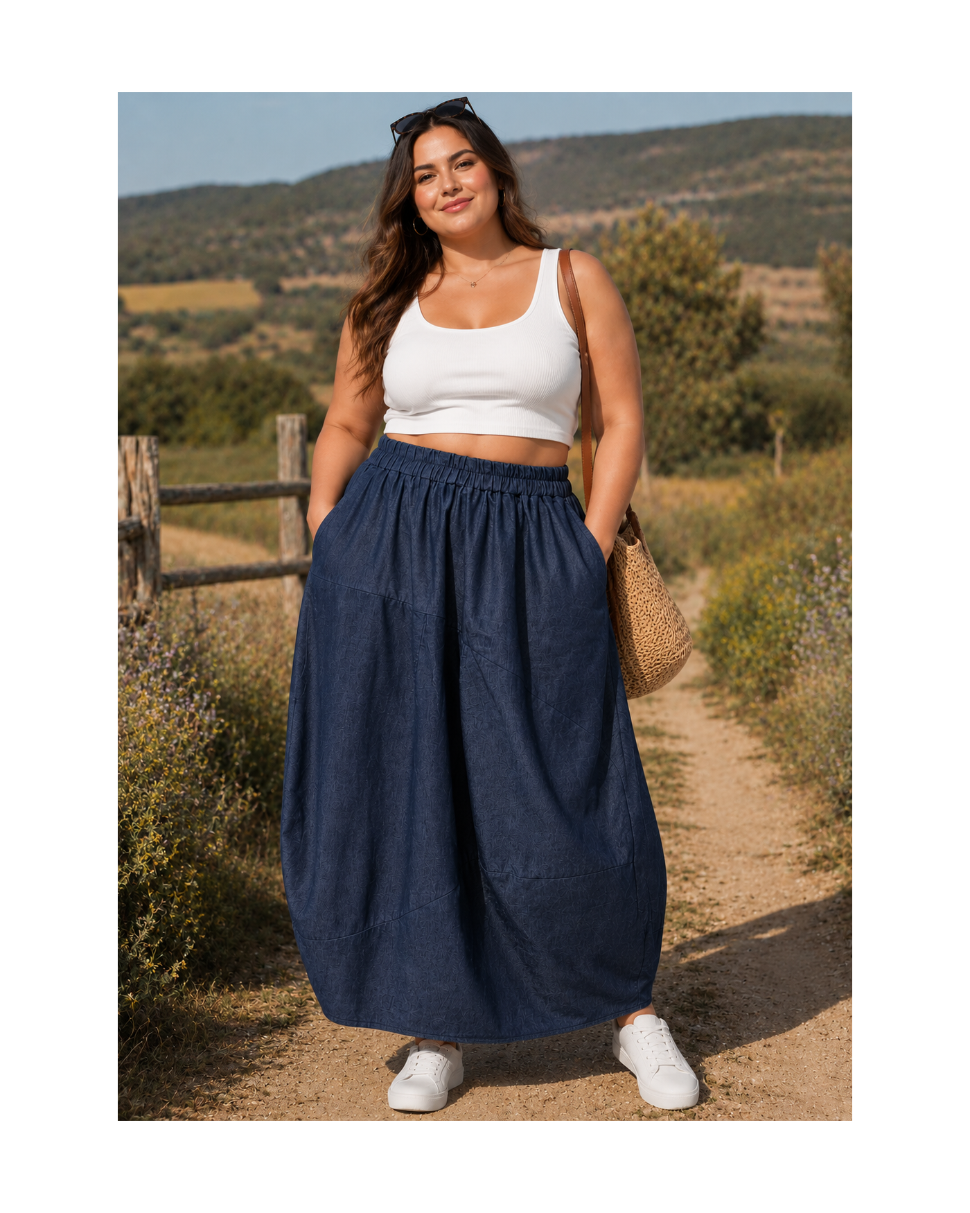 Αέρινη Denim Φούστα με Μοντέρνα Γραμμή