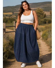 Αέρινη Denim Φούστα με Μοντέρνα Γραμμή