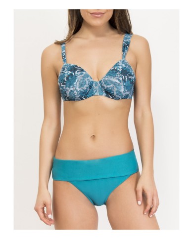 Γυναικείο Μπικίνι Σετ με Snake Print & Μονόχρωμο Σλιπ